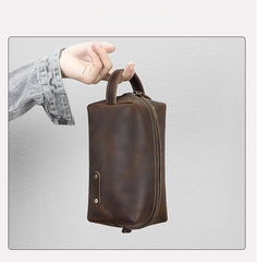 Brown Leather Toiletry Bag Men's Brown Leather Toiletry Bag Full Grain Leather Toiletry Bag - iwalletsmen