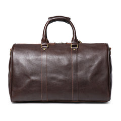 Dark Brown Weekend Bag Large Leather Weekender Bag for Men Long Weekend Shoulder Bag - iwalletsmen