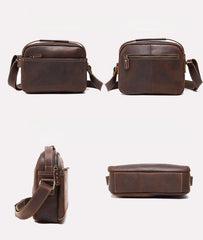 Dark Brown Leather Crossbody Bag for Men 