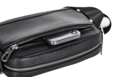 Small Mens Black Leather Crossbody Bag - iwalletsmen