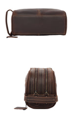 best mens dopp bag Brown Leather Men's Toiletry Bag Leather Roomy Dopp Kit Clutch Wash Kit - iwalletsmen