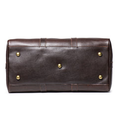 Dark Brown Weekend Bag Large Leather Weekender Bag for Men Long Weekend Shoulder Bag - iwalletsmen