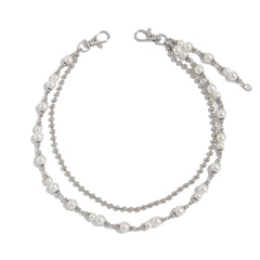 Fake Pearl Wallet Chain for Women Double Wallet Chain Beaded Wallet Chain - iChainWallets