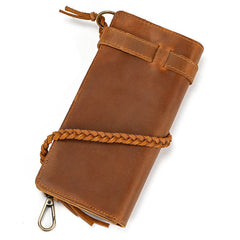 Chain Wallet with Briaded Leather Wallet Chain - iwalletsmen