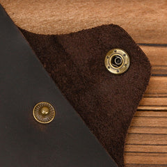 Mens Wallet With Lots of Card Slots Leather Vertical Wallet with Buckle 