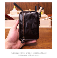 Dark Brown Leather Key Ring Wallet Mens Leather Key Wallet for Men - iwalletsmen