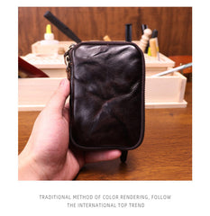 Dark Brown Leather Key Ring Wallet Mens Leather Key Wallet for Men - iwalletsmen