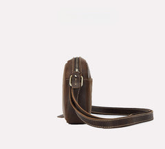 Brown Mens Small Leather Crossbody Bag 