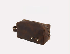 Brown Leather Toiletry Bag Men's Brown Leather Toiletry Bag Full Grain Leather Toiletry Bag - iwalletsmen