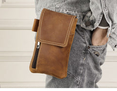 Brown Leather Phone Belt Pouch - iwalletsmen