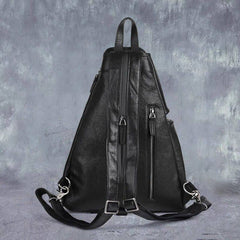 Leather Large Sling Bag for Big - Black