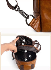Large Leather Sling Bag - Front Pocket