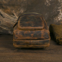 Sling bag for big man - leather texture and stitching detail close-up