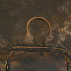 Sling bag for big man - leather texture and stitching detail close-up