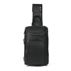Sling bag for big man - leather texture and stitching detail close-up