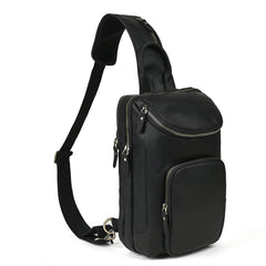 Sling bag for big man - leather texture and stitching detail close-up