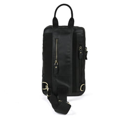 Sling bag for big man - leather texture and stitching detail close-up