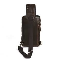 Sling bag for big man - leather texture and stitching detail close-up
