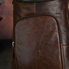 Sling bag for big man - leather texture and stitching detail close-up