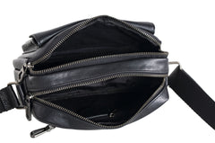 Mens Black Leather Crossbody Bag Mens Small Leather Crossbody Bag - iwalletsmen