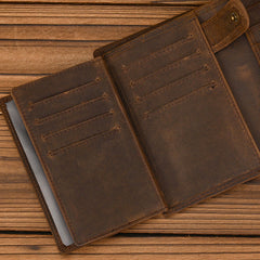 Dark Brown Leather Vertical Wallet with Buckle Mens Wallets Leather Vertical Bifold Wallet - iwalletsmen