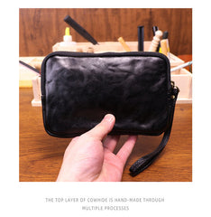 Dark Brown Leather Wristlet Clutch Wallet for Men Leather Phone Clutch Wallet - iwalletsmen