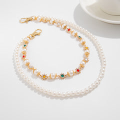 Pearl Wallet Chain Womens Double Wallet Chain Gold Beaded Wallet Chain for Women - iChainWallets