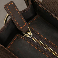 Brown Leather Vertical Briefcase Business Handbag for Men Office Handbag for Men - iwalletsmen