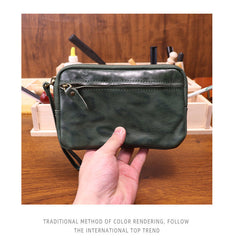 Green Leather Wristlet Clutch Wallet for Men Leather Phone Clutch Wallet - iwalletsmen