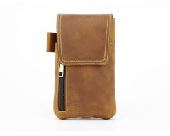 Brown Leather Phone Belt Pouch - iwalletsmen