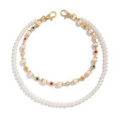 Pearl Wallet Chain Womens Double Wallet Chain Gold Beaded Wallet Chain for Women - iChainWallets