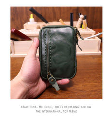 Green Leather Key Ring Wallet Mens Leather Key Wallet for Men - iwalletsmen