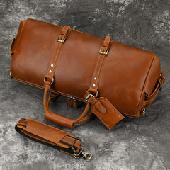 Brown Leather Weekender Bag for Men Vintage Leather Weekend Bag for Men - iwalletsmen