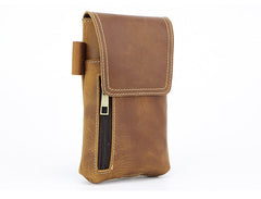 Brown Mens Belt Pouch Leather Phone Belt Pouch - iwalletsmen