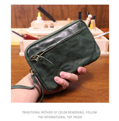 Green  Leather Wristlet Clutch Wallet for Men Leather Phone Clutch Wallet - iwalletsmen