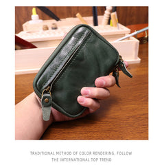 Green Leather Key Ring Wallet Mens Leather Key Wallet for Men - iwalletsmen