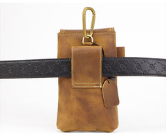 Brown Leather Belt Phone Pouch Mens Belt Pouch Leather Phone Belt Pouch - iwalletsmen