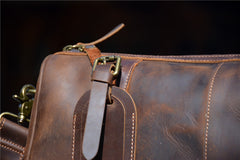 Brown Leather Barrel Crossbody Bag Mens Barrel Leather Bag Small Barrel Shoulder Bag - iwalletsmen