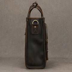 Brown Leather Vertical Briefcase Business Handbag for Men Office Handbag for Men - iwalletsmen