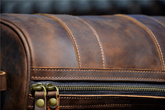 Brown Leather Barrel Crossbody Bag Mens Barrel Leather Bag Small Barrel Shoulder Bag - iwalletsmen