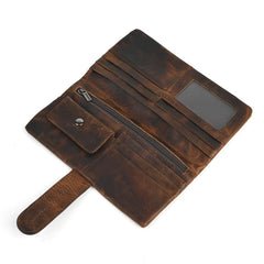 Brown Leather Wallet with Buckle for Men Buckle Mens Wallets with Coin Pocket - iwalletsmen