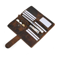 Brown Leather Wallet with Buckle for Men Buckle Mens Wallets with Coin Pocket - iwalletsmen