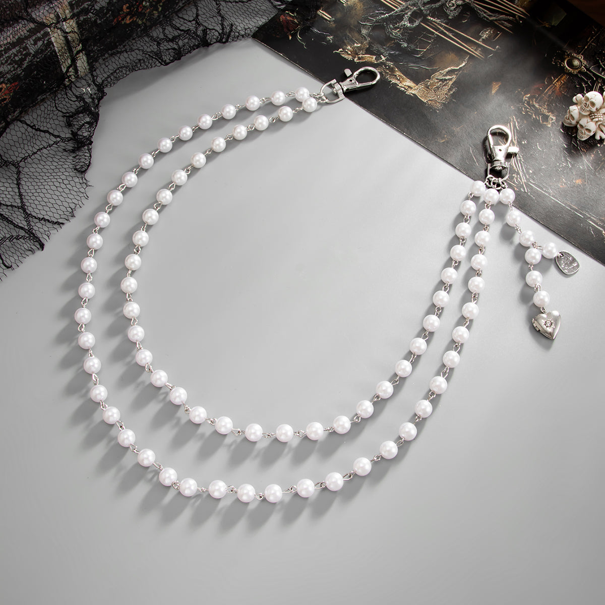 Pearl Wallet Chain for Womens Wallet Chain Double Wallet Chain - iChainWallets