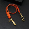 Brown Leather Braided Biker Wallet Chains Handmade Leather Pants Chain For Men