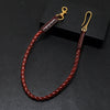 Cool Leather Braided Biker Wallet Chains With Hook Handmade Leather Pants Chain For Men