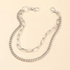 Cute Womens Silver Double Layers Pants Chain Silver Double Biker Wallet Chains With Big Ring For Women