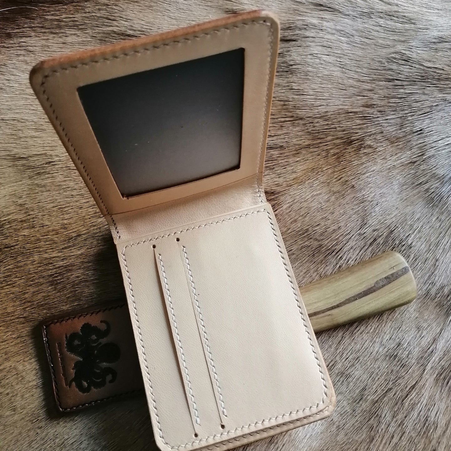 Floral ID Holder Wallet Mens Wallet with ID Window?Flower Tooled Leather Wallet Card Wallet with ID Window 