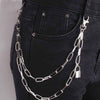 Cute Mens Silver Double Layers Pants Chains With Lock Silver Double Biker Wallet Chain For Women