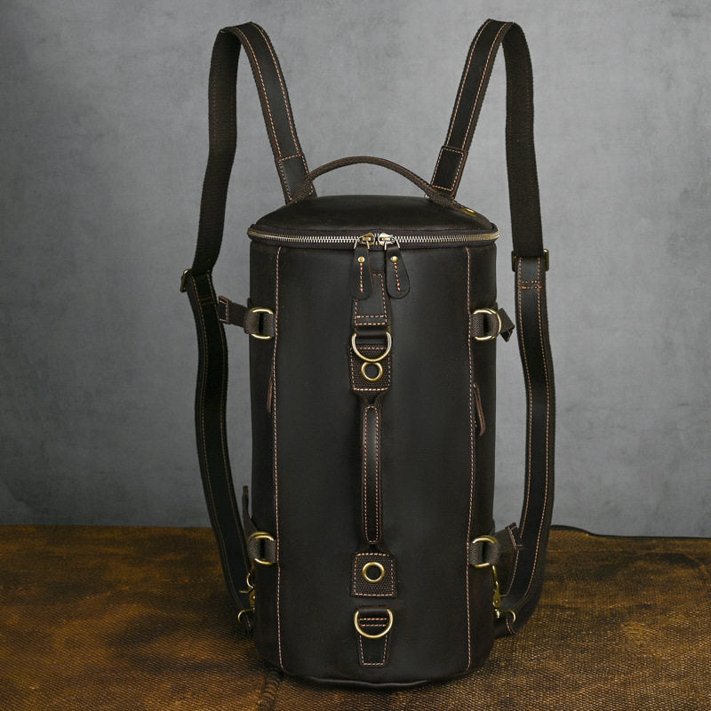 Dark Brown Leather Convertible Backpack 