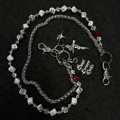 Cross Double Wallet Chain Cube Beaded Pants Chain Double Pants Chain - iChainWallets